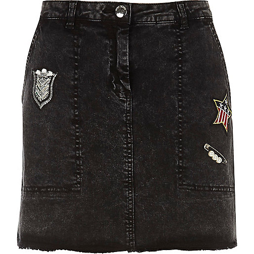 jacques-vertuk Dark grey badged mini skirt 701571 women Skirts