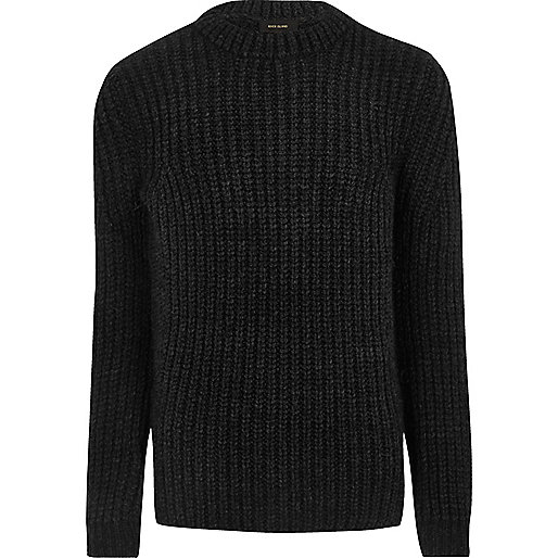 bernard lewis river island,jacques-vertuk UK Sale Dark grey chunky knit sweater men 299529