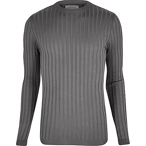 jacques-vertuk Dark grey chunky ribbed muscle fit top 295825 men Jumpers / Cardigans