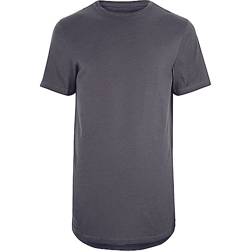 jacques-vertuk Dark grey curved hem longline T-shirt 299973 men T-Shirts / Vests T-shirts