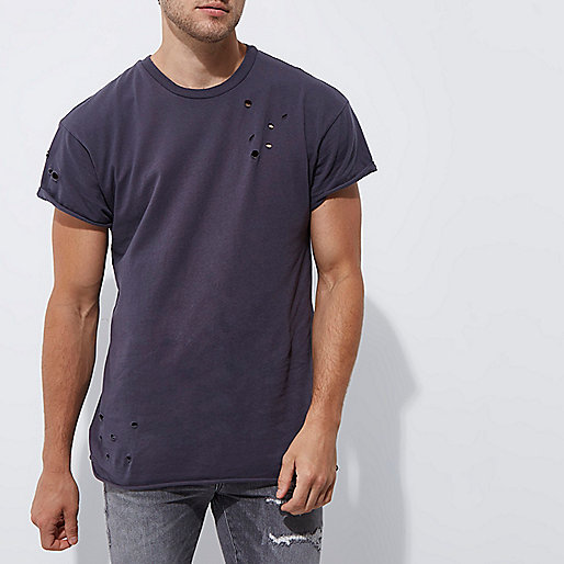 river island shirt dress,jacques-vertuk Collection Dark grey distressed slouch T-shirt T-shirts T-Shirts / Tanks men