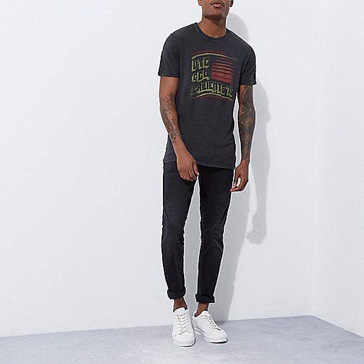 river island cargo trousers,T jacques-vertuk Dark grey Jack & Jones Vintage print T-shirt T-shirts T-Shirts / Tanks men