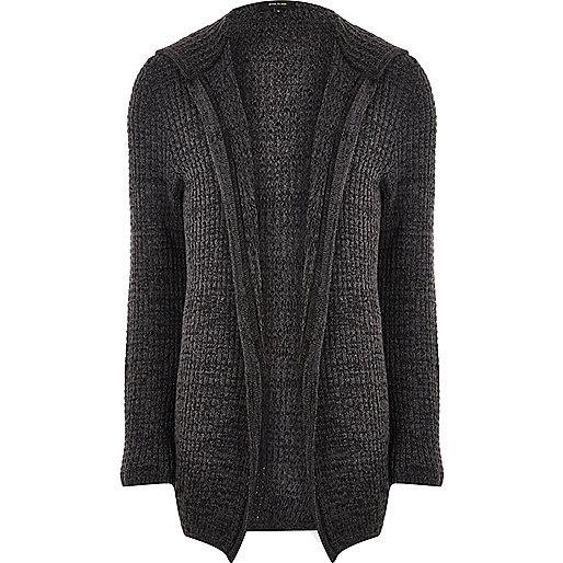 jacques-vertuk Dark grey knit open hooded longline cardigan 299929 men Jumpers / Cardigans