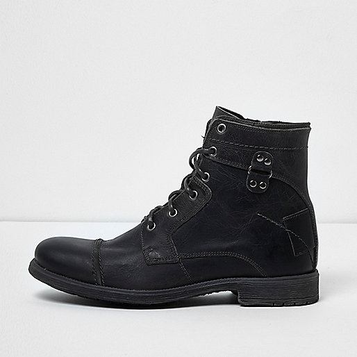 jacques-vertuk Dark grey leather military boots 302492 men Shoes / Boots Boots