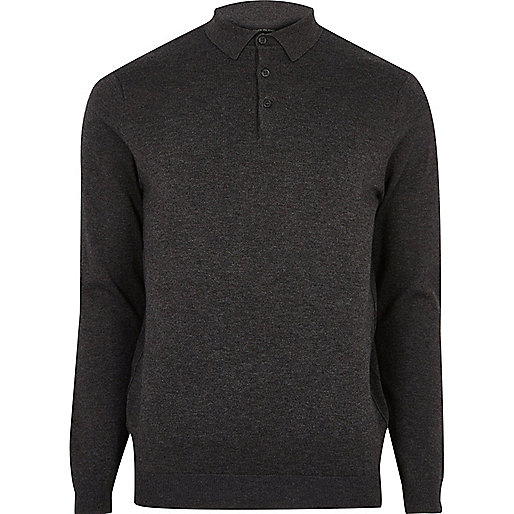 jacques-vertuk Dark grey long sleeve polo shirt 298033 men Jumpers / Cardigans