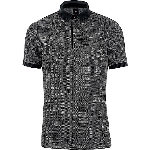 jacques-vertuk Dark grey muscle fit ribbed polo shirt 301930 men Polo Shirts