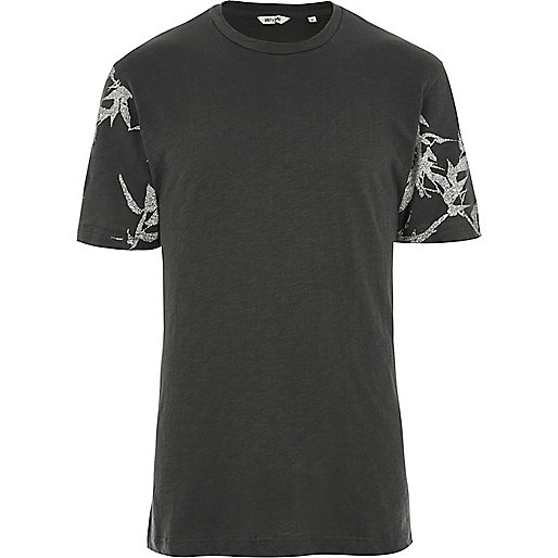 jacques-vertuk Dark grey Only & Sons printed sleeve T-shirt 301362 men T-Shirts / Vests T-shirts