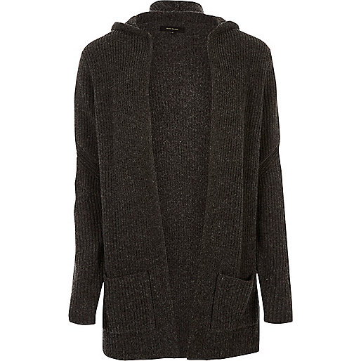 jacques-vertuk Dark grey open hooded longline cardigan 299059 men Jumpers / Cardigans