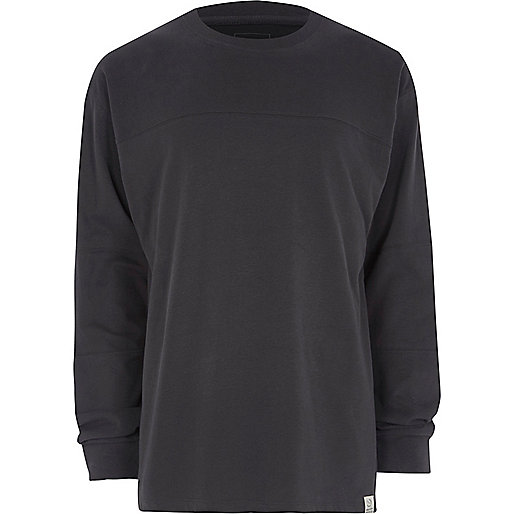 jacques-vertuk Dark grey panel oversized long sleeve T-shirt 301921 men T-Shirts / Vests