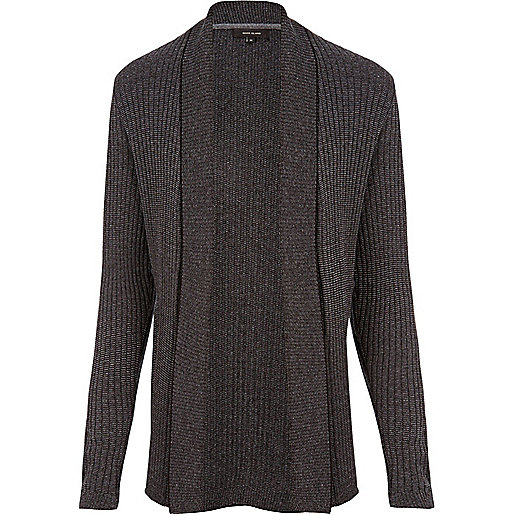 jacques-vertuk Dark grey ribbed muscle fit cardigan 296773 men Jumpers / Cardigans