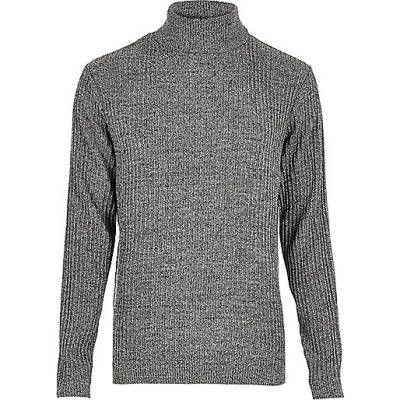 river island grey coat,jacques-vertuk Online Dark grey ribbed roll neck slim fit sweater men 291257