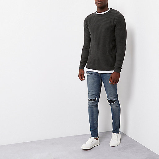 river island black shopper bag,jacques-vertuk Share Price Dark grey ribbed slim fit sweater Sweaters / Cardigans Sale men