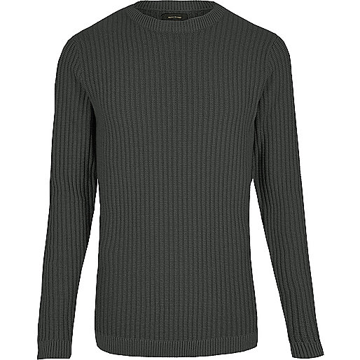 jacques-vertuk Dark grey ribbed slim fit sweater 294319 men Jumpers / Cardigans