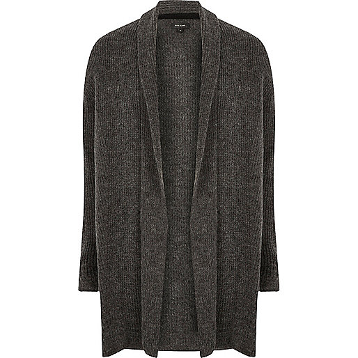 jacques-vertuk Dark grey ribbed wool cardigan 298068 men Jumpers / Cardigans