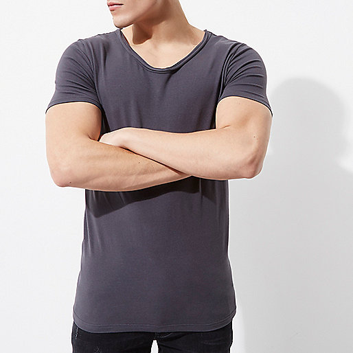 river island swimwear,Shopping At jacques-vertuk Dark grey scoop V-neck muscle fit T-shirt T-shirts T-Shirts / Tanks men