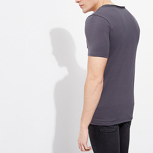 river island swimwear,Shopping At jacques-vertuk Dark grey scoop V-neck muscle fit T-shirt T-shirts T-Shirts / Tanks men