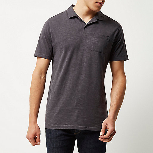 river island argyle street,jacques-vertuk Shop Dark grey slub cotton polo shirt men 295344