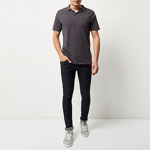 river island argyle street,jacques-vertuk Shop Dark grey slub cotton polo shirt men 295344