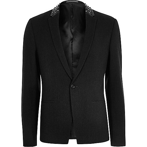 river island puffer jackets,Denim Shirt Women jacques-vertuk Dark grey stud slim fit blazer Coats / Jackets Sale men