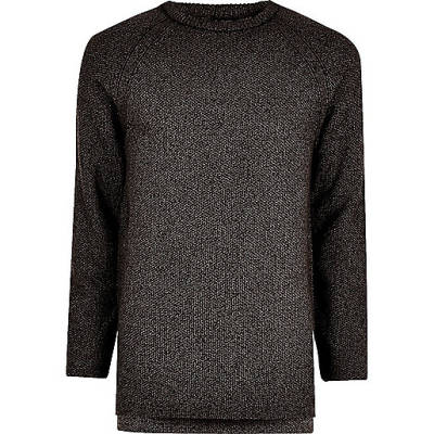 jacques-vertuk Dark grey textured crew neck sweater 297862 men Jumpers / Cardigans