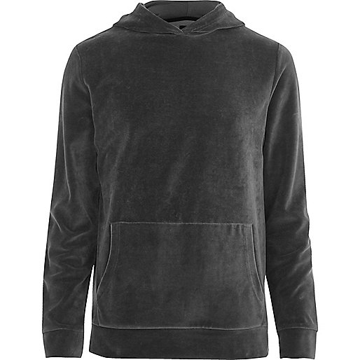 jacques-vertuk Dark grey velour long sleeve hoodie 301770 men Hoodies / Sweatshirts Hoodies