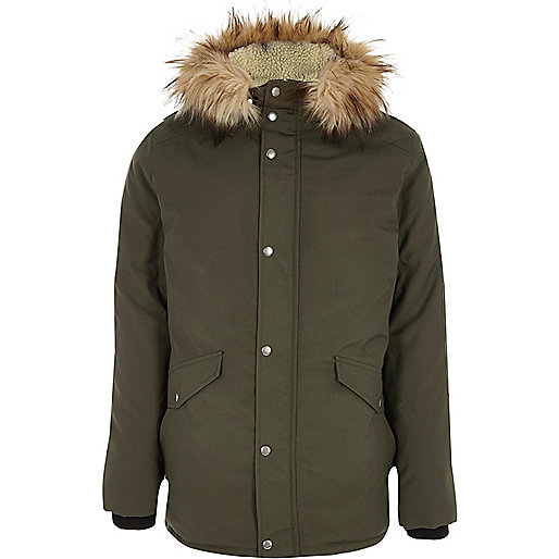 jacques-vertuk Dark khaki green fur trim hooded parka 302152 men Coats / Jackets Coats