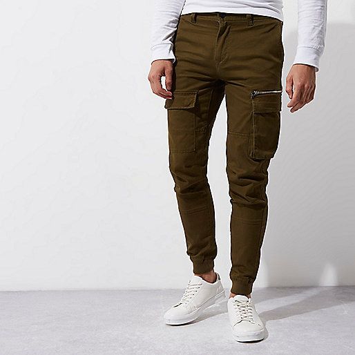 river island formal wear,jacques-vertuk Ireland Dark khaki green skinny fit cargo pants men 301498