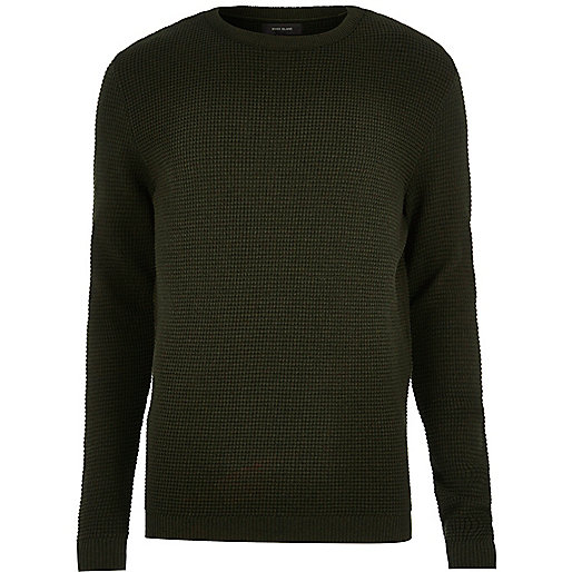 jacques-vertuk Dark khaki textured sweater 291381 men Jumpers / Cardigans