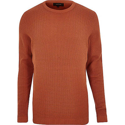 jacques-vertuk Dark orange textured waffle sweater 292695 men Jumpers / Cardigans