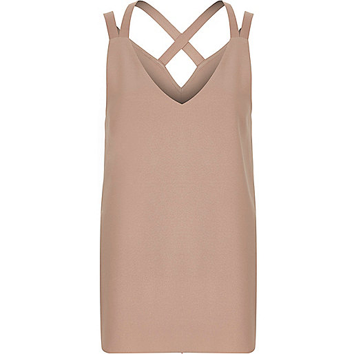 tops river island sale,jacques-vertuk Summer Wear Dark pink double strap cross back tank Cami / Sleeveless Tops Tops women