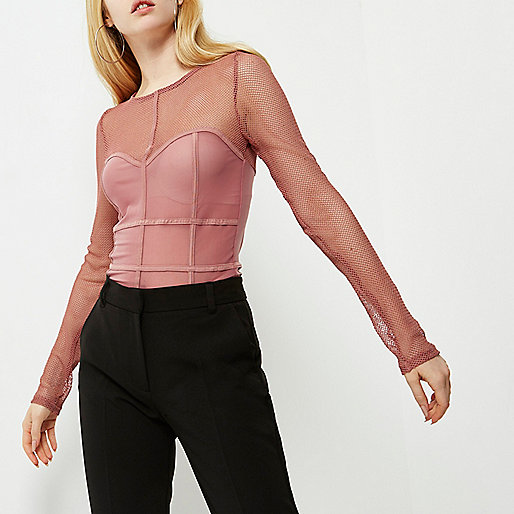 cut out dress river island,Apply Online jacques-vertuk Dark pink mesh corset seam top Tops Sale women