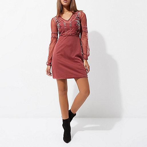 black leather jeans river island,jacques-vertuk Online Ireland Dark pink mesh studded skater dress Swing Dresses Dresses women