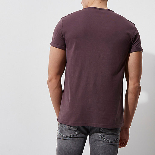 river island going out tops,For jacques-vertuk Dark pink rolled sleeve pocket T-shirt T-shirts T-Shirts / Tanks men