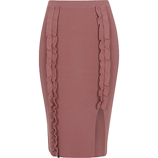 river island white flatform espadrilles,jacques-vertuk River Dark pink ruffle knit bodycon midi skirt Midi Skirts Skirts women