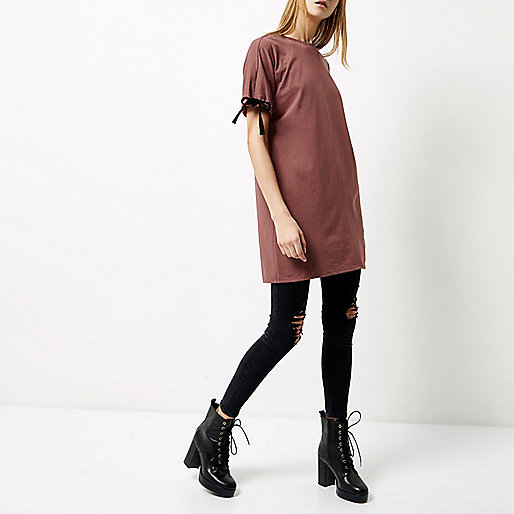 river purse,jacques-vertuk Price Range Dark pink tie sleeve oversized T-shirt Plain T-Shirts / Tanks T-Shirts & Tanks Tops women