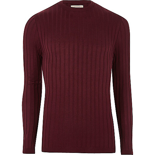 jacques-vertuk Dark purple chunky ribbed muscle fit sweater 298045 men Jumpers / Cardigans