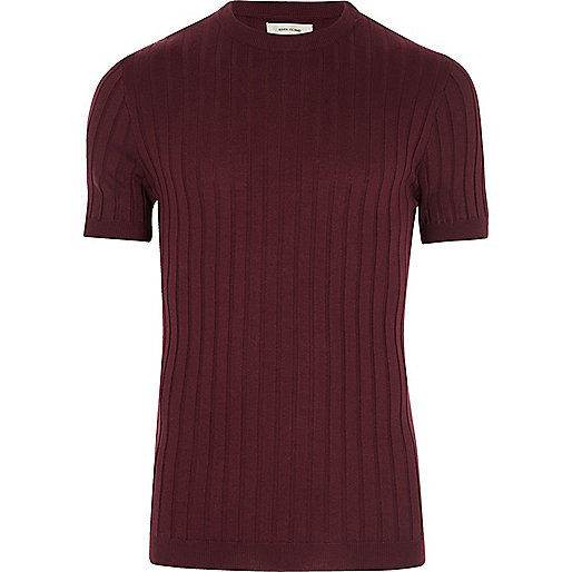 jacques-vertuk Dark purple chunky ribbed muscle fit T-shirt 298046 men T-Shirts / Vests