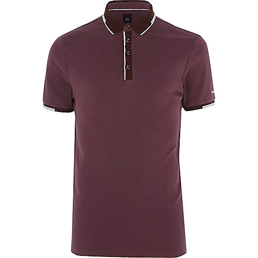 jacques-vertuk Dark purple slim fit sporty tipped polo shirt 302447 men Polo Shirts