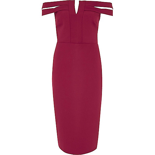 river island bags 2022,jacques-vertuk UK Sale Dark red bardot bodycon midi dress women 705578