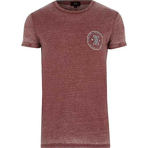 jacques-vertuk Dark red burnout 'revolution' print T-shirt 304324 men T-Shirts / Vests T-shirts