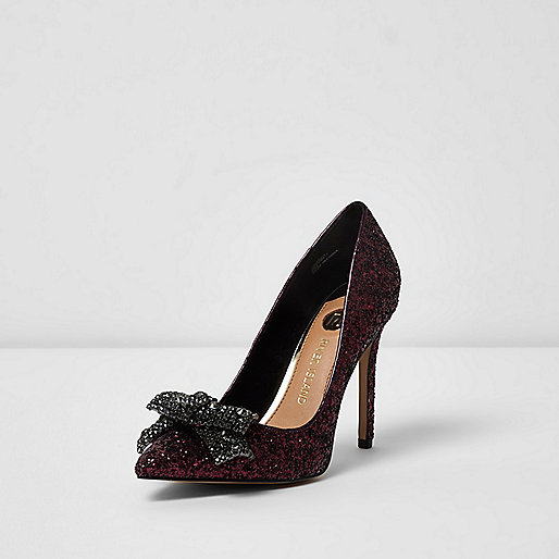 river island evening dresses,jacques-vertuk Sale Dark red glitter rhinestone bow pumps women 703251