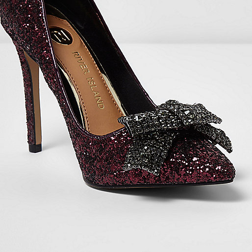 river island evening dresses,jacques-vertuk Sale Dark red glitter rhinestone bow pumps women 703251