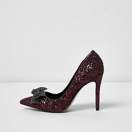 river island evening dresses,jacques-vertuk Sale Dark red glitter rhinestone bow pumps women 703251