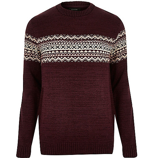 river island oversized t shirt,jacques-vertuk UK Sale Dark red knitted fairisle sweater men 291956