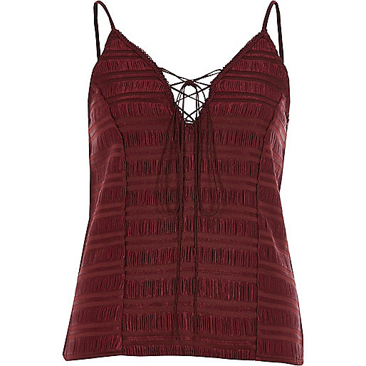 jacques-vertuk Dark red lace-up cami top 705407 women Tops