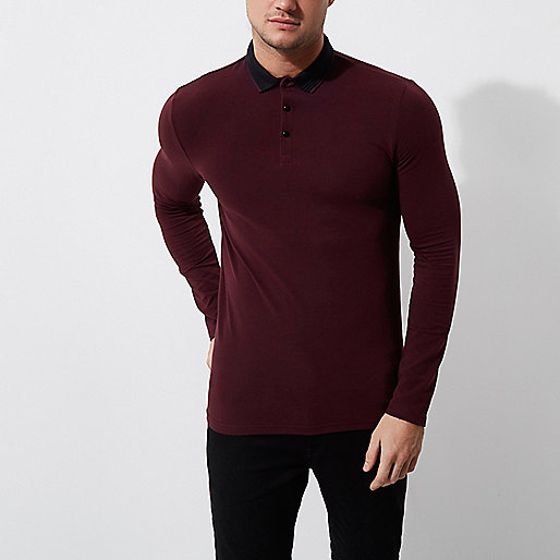 river island molly petite jeans,jacques-vertuk Stores London Dark red muscle fit long sleeve polo shirt Polo Shirts men