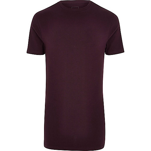 jacques-vertuk Dark red muscle fit longline crew T-shirt 301996 men T-Shirts / Vests T-shirts