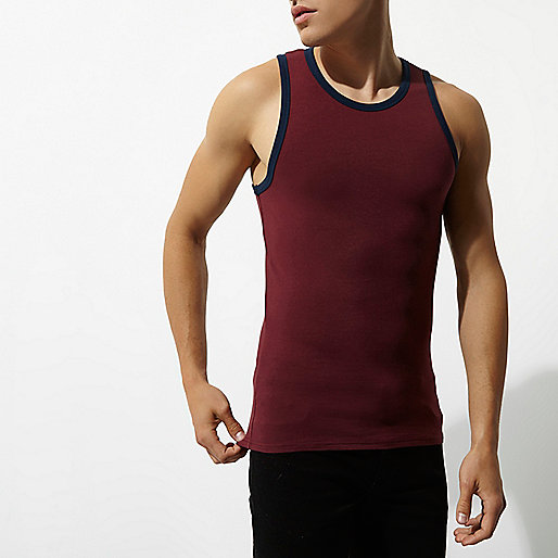 river island jackets sale,jacques-vertuk Denim Shirt Dark red muscle fit ringer tank T-Shirts / Tanks Sale men