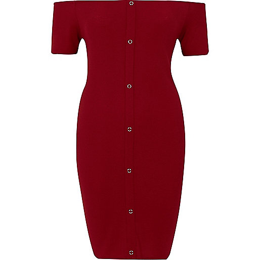 river island womens jumper dress,jacques-vertuk Shop Dark red rib popper front bardot mini dress women 706634