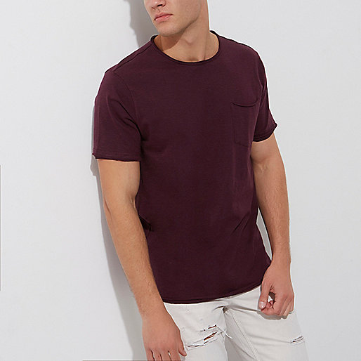 eu riverisland com sale,jacques-vertuk Stores Dark red slim fit pocket T-shirt men 301149